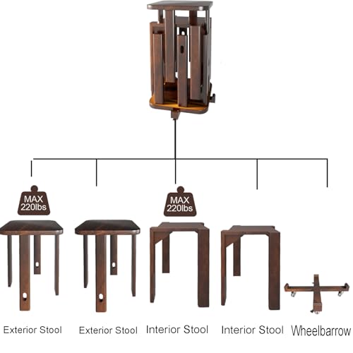 Stackable Stools Set of 4 Walnut Color F453594
