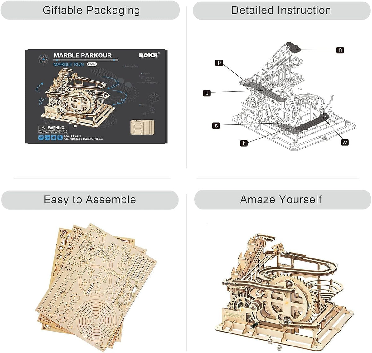 3D Wooden Puzzles Marble Run Kit Treasure Box Pack of 2 Y6958