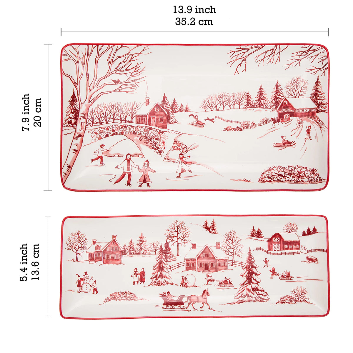 Ceramic 14 inch Rectangular Serving Platter, Set of 2 J54249