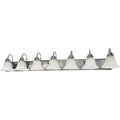 Polished Chrome 7 Light Bath Sconce with Alabaster Glass Bell Shade V3981