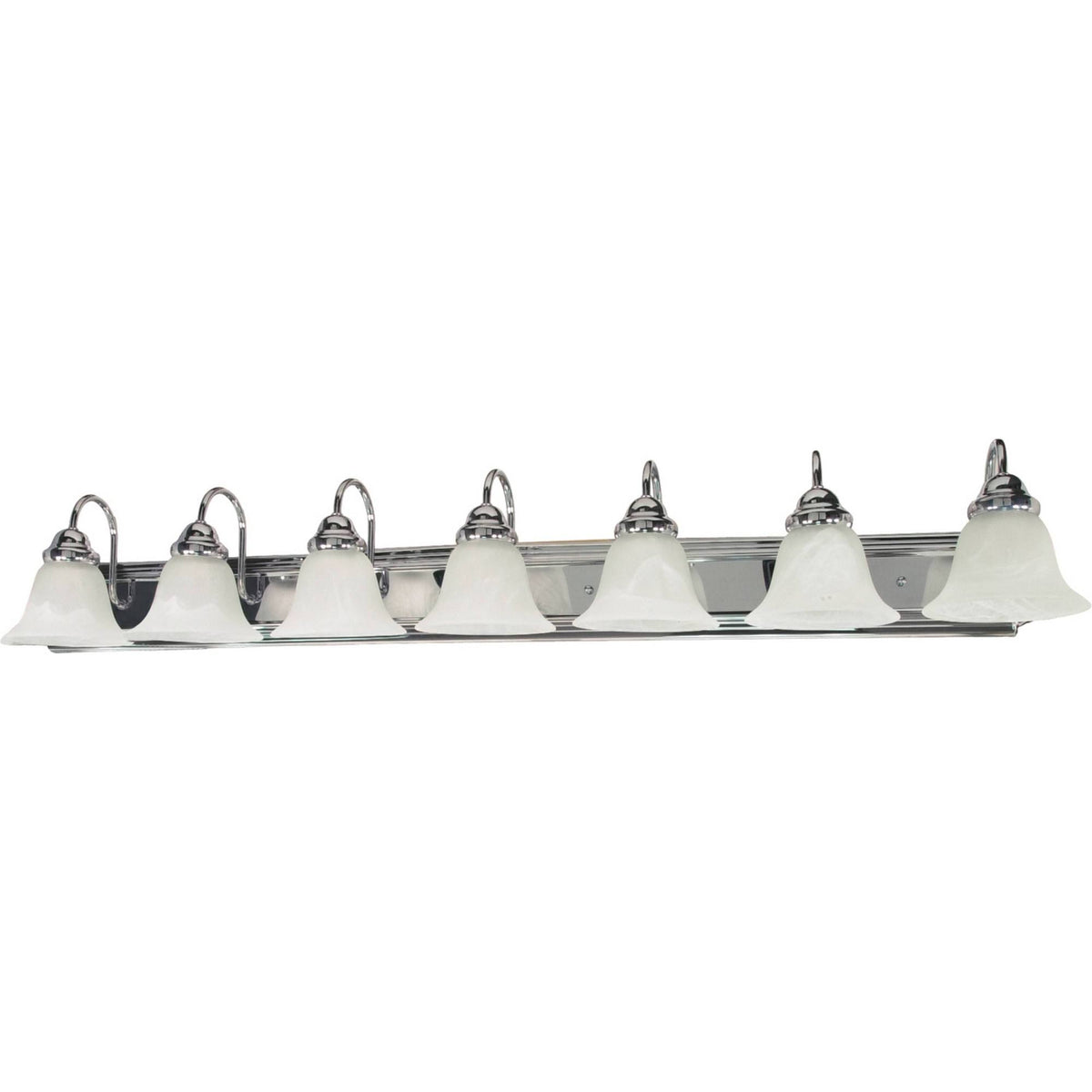 Polished Chrome 7 Light Bath Sconce with Alabaster Glass Bell Shade V3981