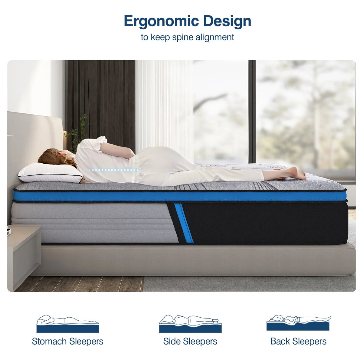 Queen Size 12-Inch Hybrid Gel Memory Foam Pillow Top Mattress V734