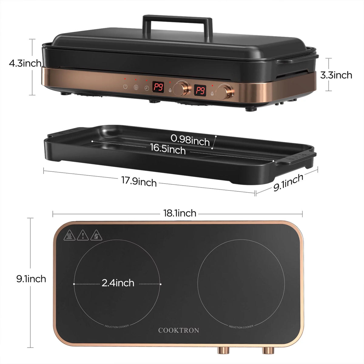 Portable Induction Cooktop Electric Stove & Cast Iron Griddle N6420