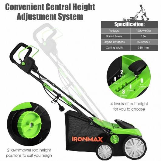 Corded Electric Lawn Dethatcher Scarifier with Dual Safety Switch U883
