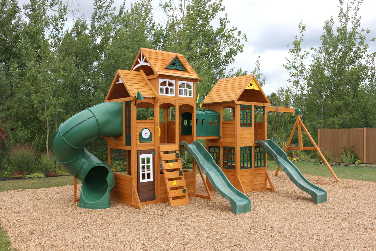 Wooden Swing Set with Tunnel, Slides and Kitchens F765