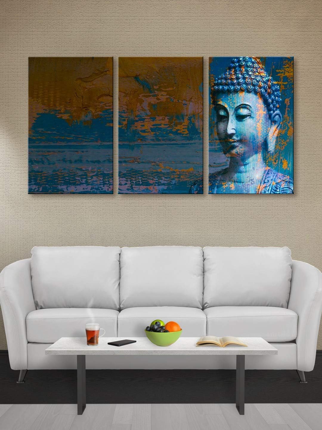 Blue Buddha Canvas Painting 3 Pieces Poster 54x30 Inch G699248