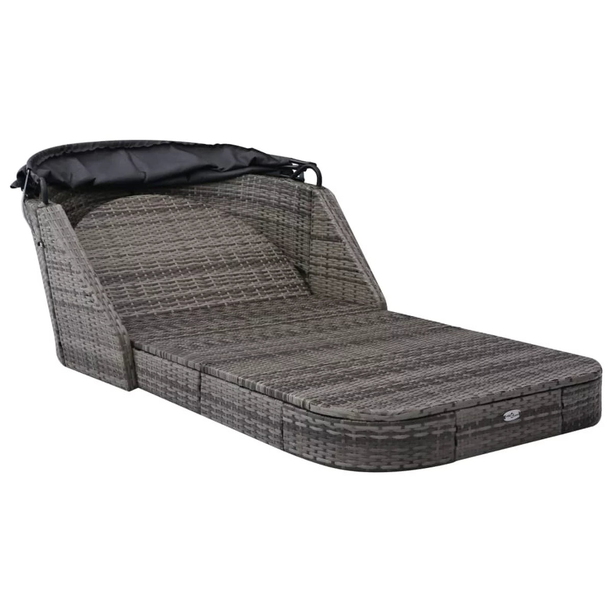 Outdoor Poly Rattan Sun Lounger with Canopy and Cushions A8342