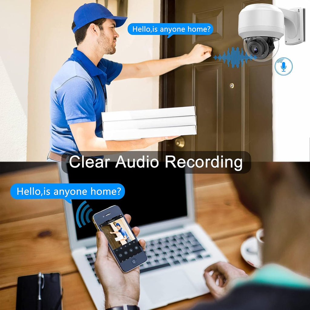 5MP PTZ PoE Dome IP Camera Outdoor with Mic/Audio, 4X Optical Zoom, 164ft Night Vision, H.265, IP67 Waterproof G706990