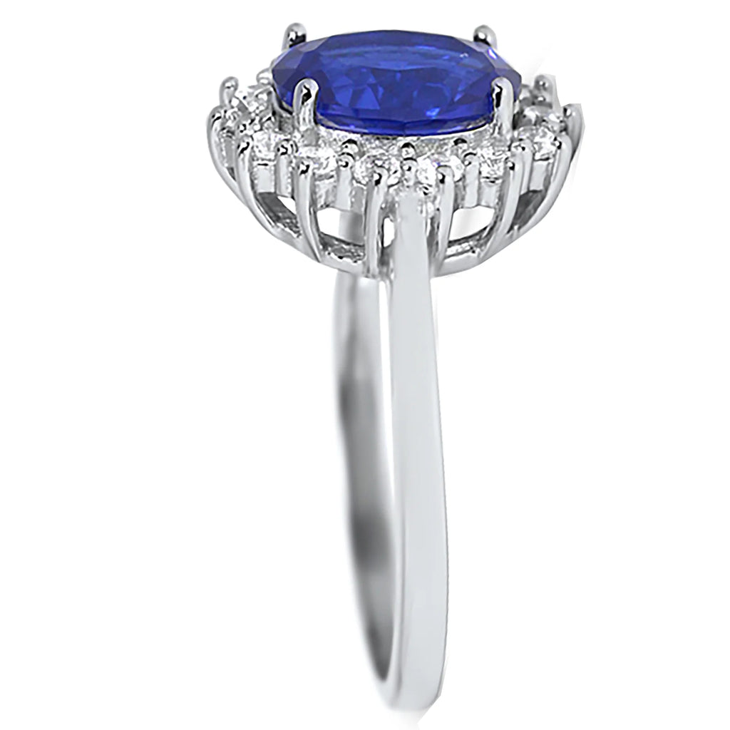 Oval Blue Sapphire CZ Halo Engagement Ring Size 8 F880029