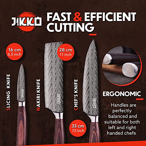 6 Piece Japanese Carbon Steel Kitchen Knife Set with Walnut and Mahogany Wood Handles S3702