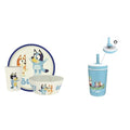 4 Pieces Melamine Bamboo Plate Bowl Cup Stainless Steel Insulated Tumbler Dinnerware Set B65348