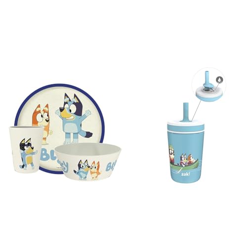 4 Pieces Melamine Bamboo Plate Bowl Cup Stainless Steel Insulated Tumbler Dinnerware Set B65348