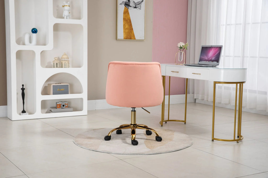Pink Velvet Swivel Desk Chair E628216