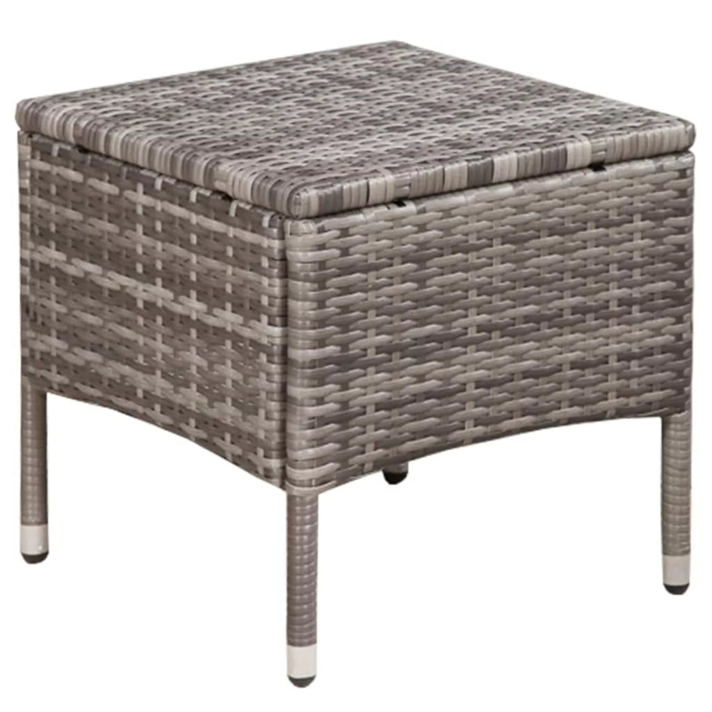 3 Piece Bistro Set with Cushion Gray Poly Rattan S7859