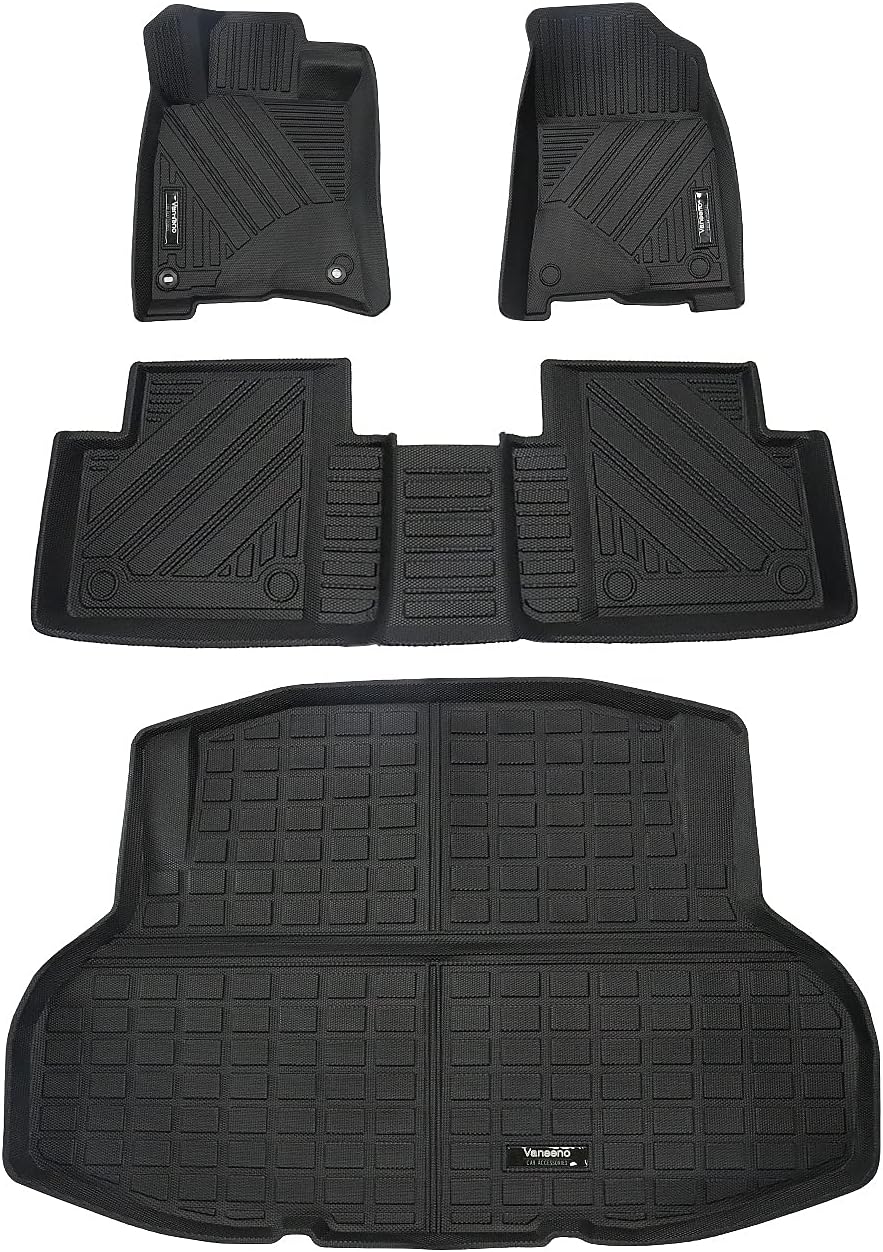 Black All-Weather Car Floor Mats & Cargo Trunk Liners Set R728143