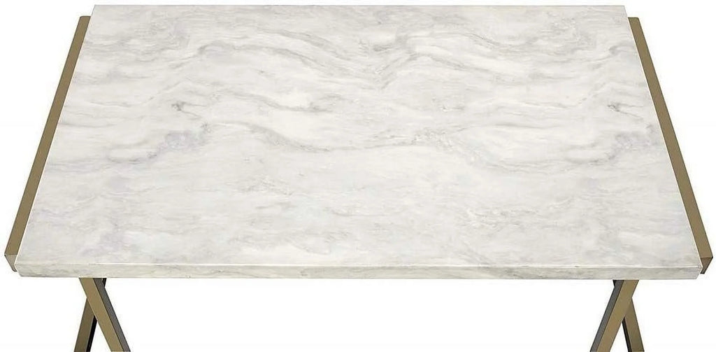 Champagne Beige Faux Marble Top Console Table X40114