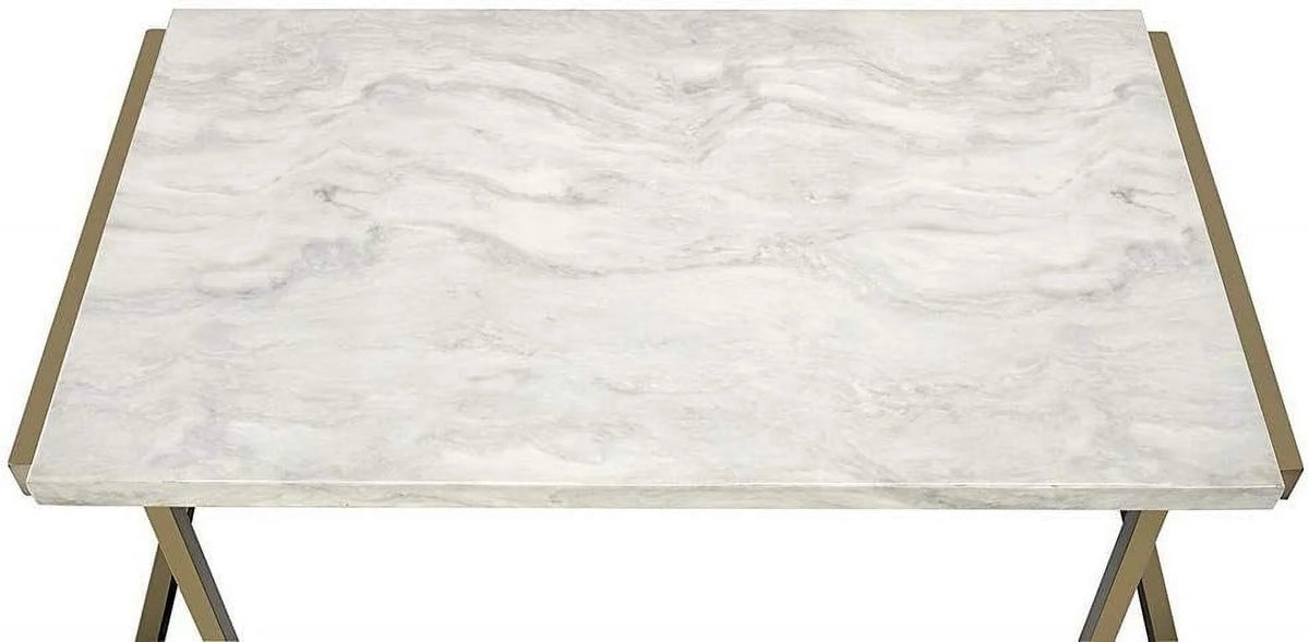 Champagne Beige Faux Marble Top Console Table X40114