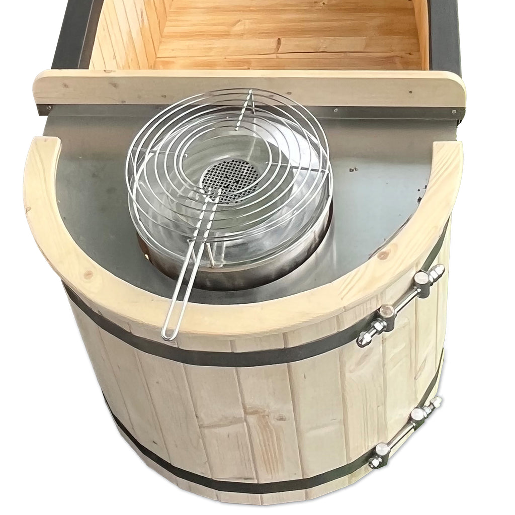 Natural Pine Wood Hot Tub 2 Persons 132 Gallons with Charcoal Stove J20915