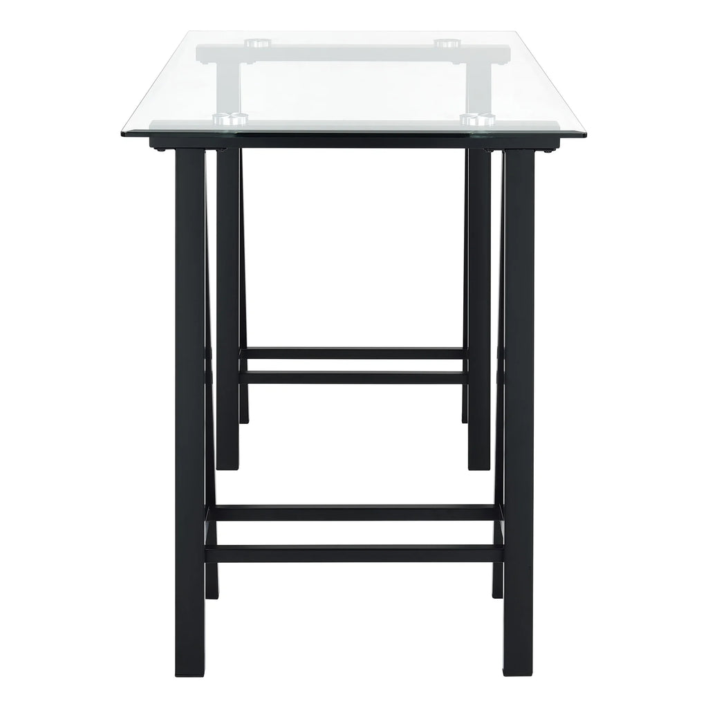 Writing Desk with Clear Glass Top and Black Base Y8400