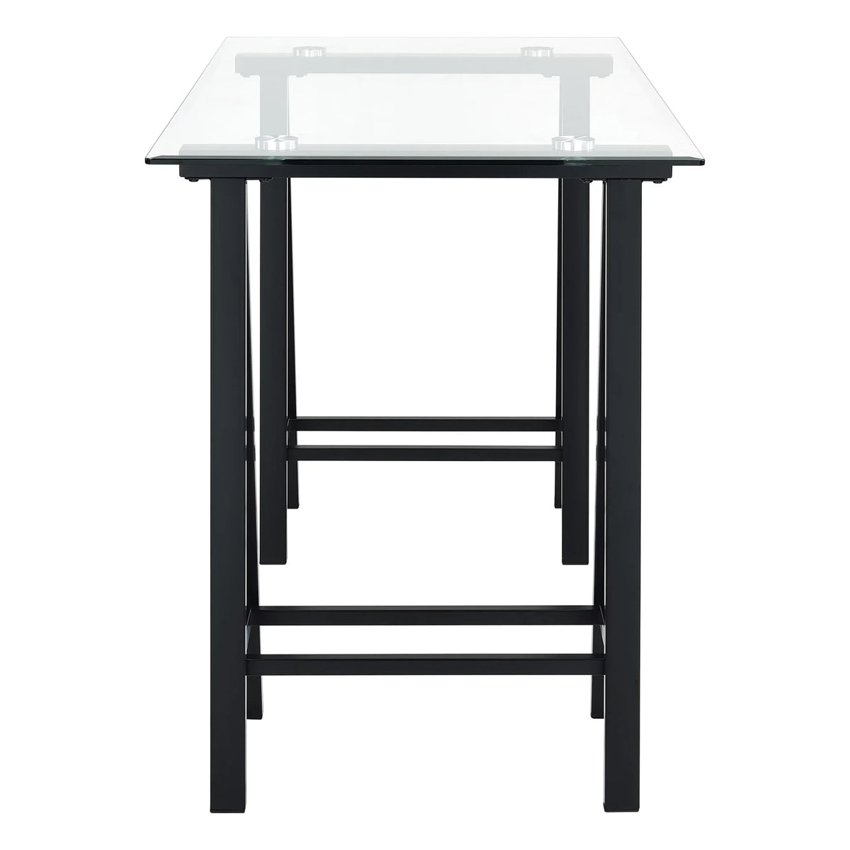 Writing Desk with Clear Glass Top and Black Base Y8400