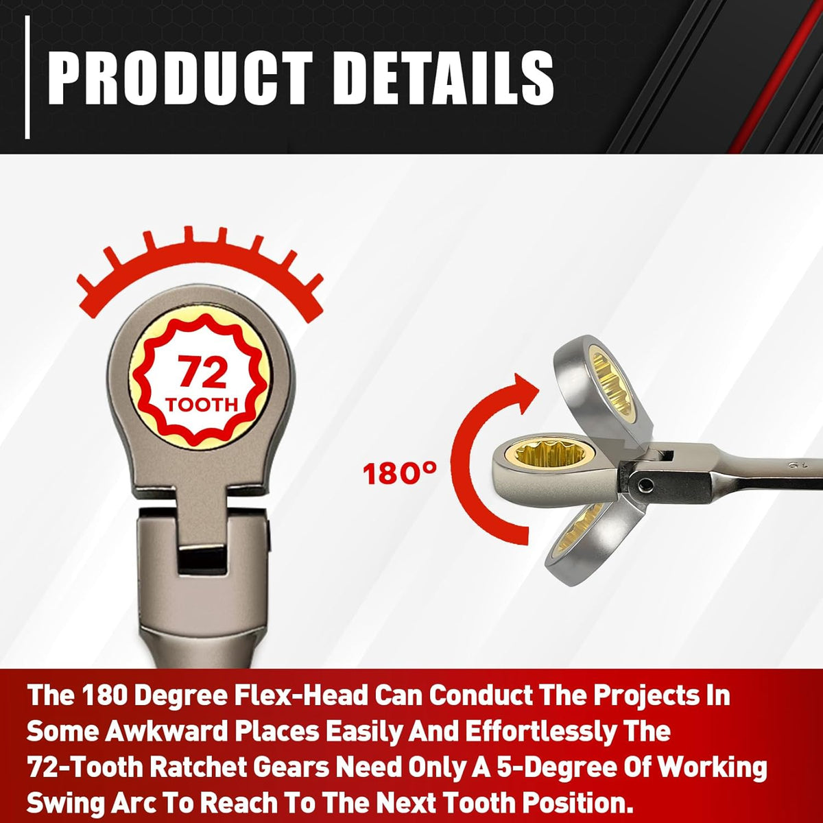 12-Piece 180° Metric Flex-Head Ratcheting Wrench Set K44444