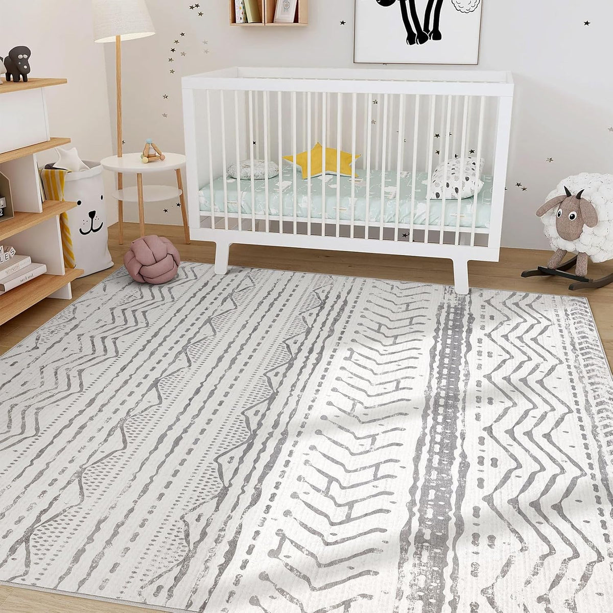 Grey 9x12 Machine Washable Area Rug F4590