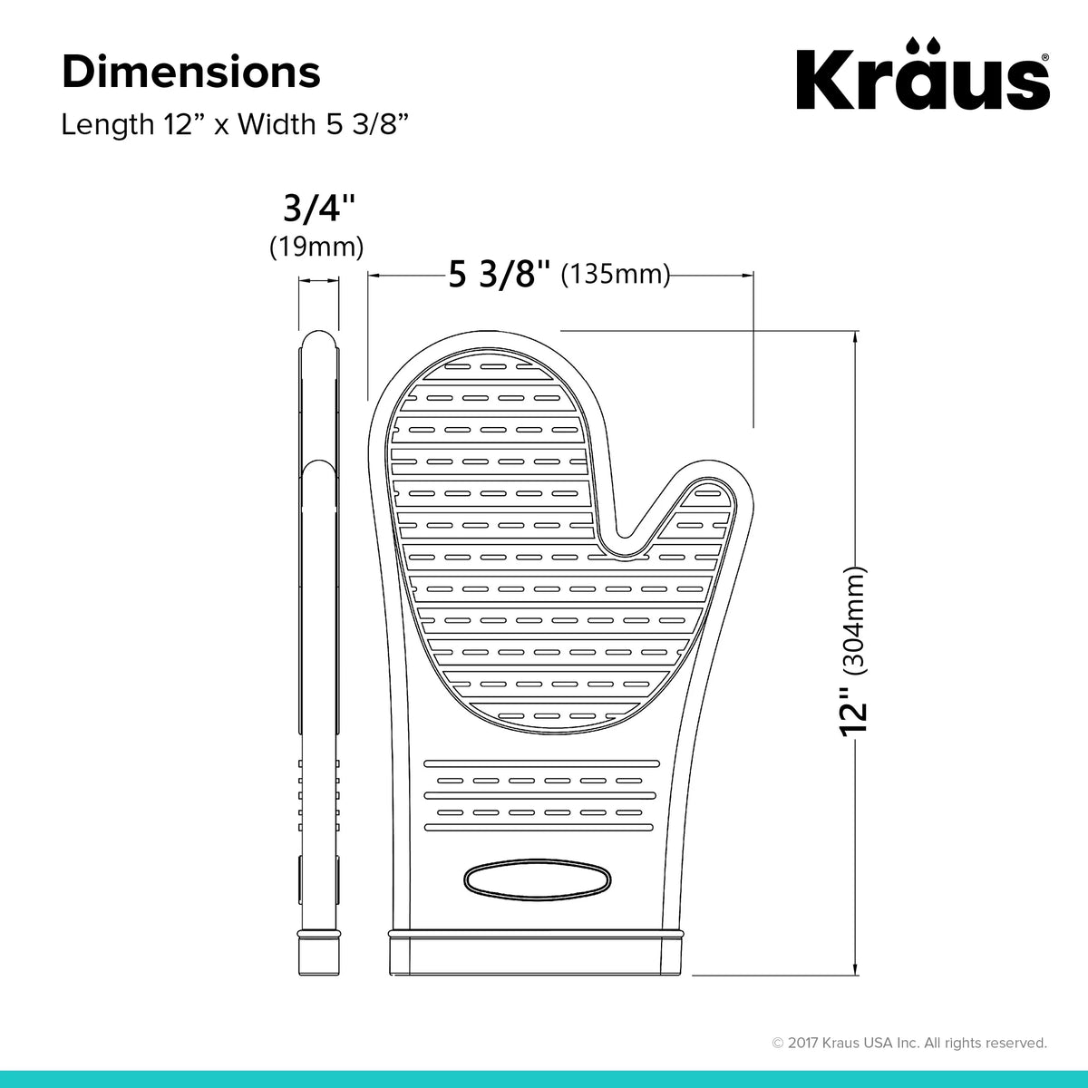 Heat-Resistant 100% Food-Safe Silicone Non-Slip Oven Mitt Pack of 2 B533