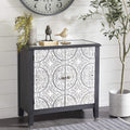 Black Brown Wood and Metal Two-Door Cabinet Y9190