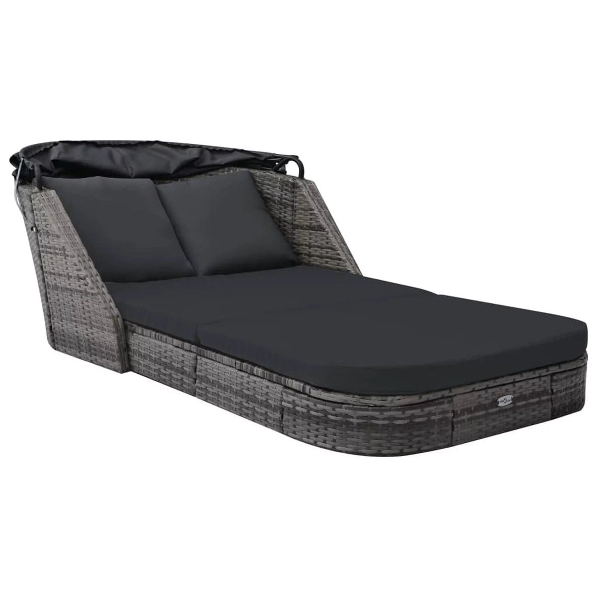 Outdoor Poly Rattan Sun Lounger with Canopy and Cushions A8342