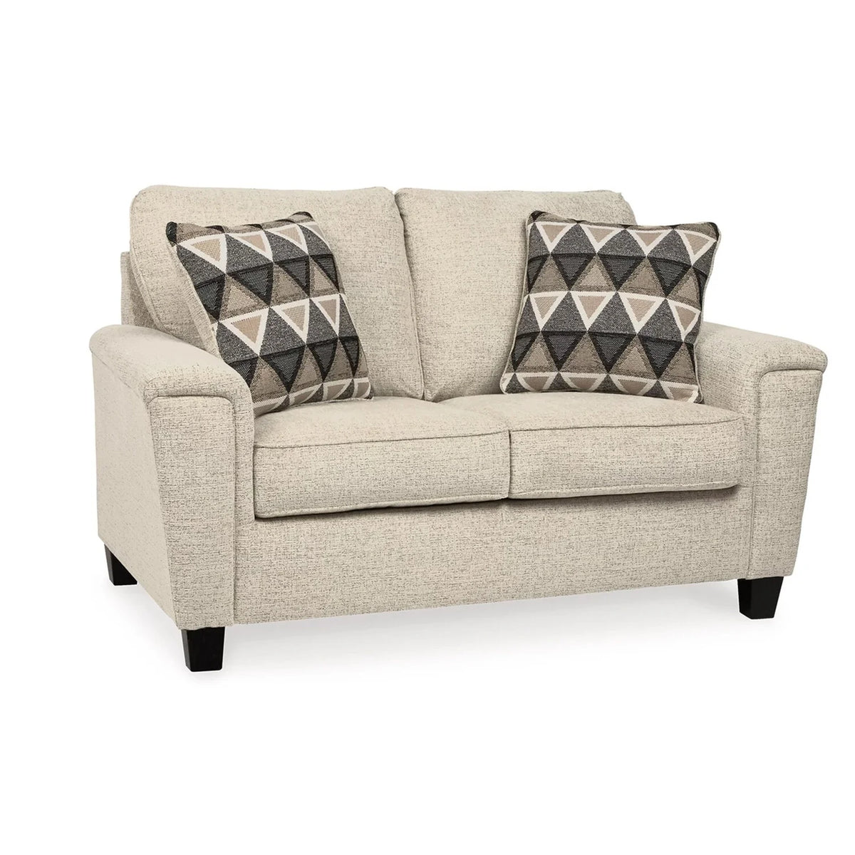 Cream Chenille Polyester Loveseat with 2 Throw Pillows W694417