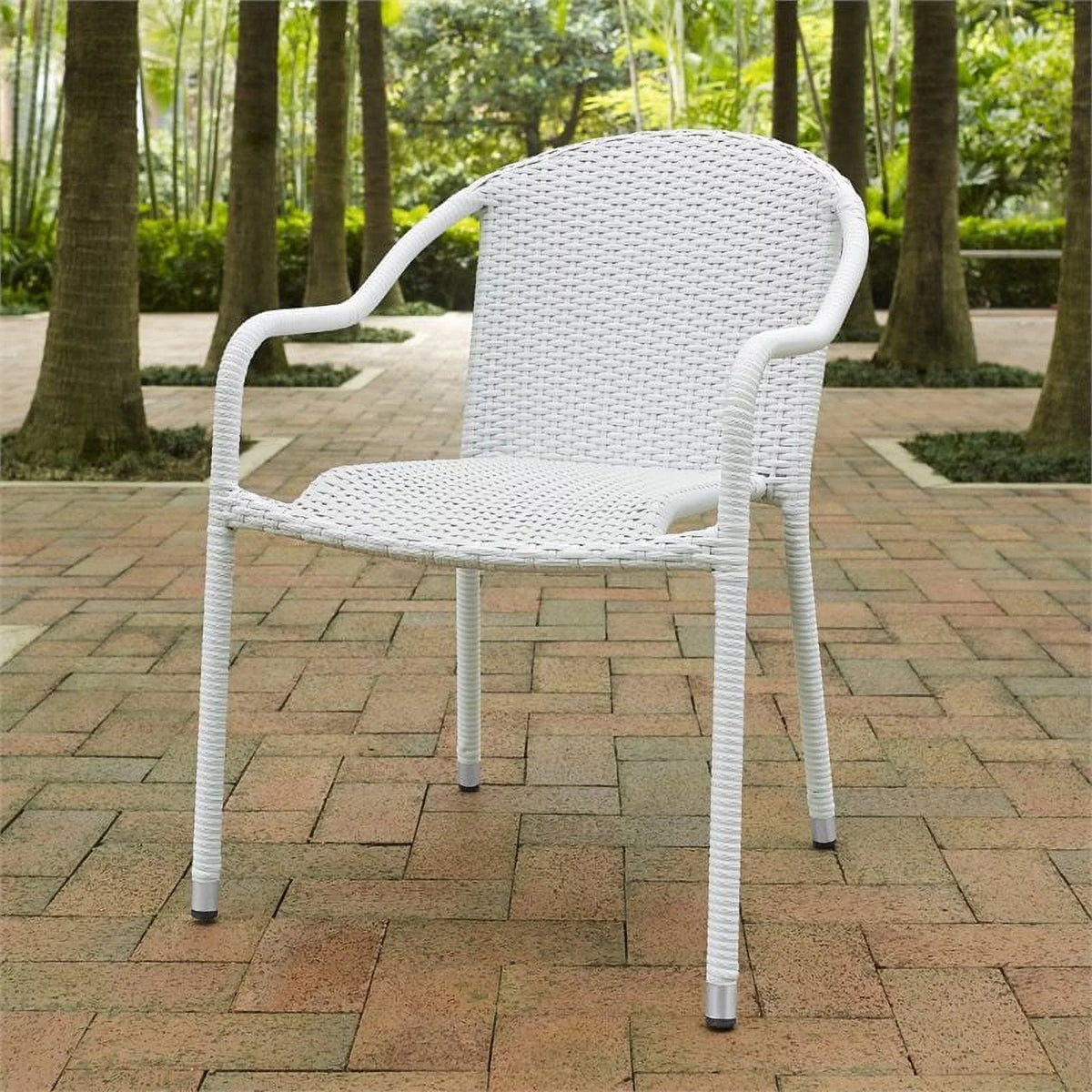 White Wicker Stackable Chair Set of 4 N2937