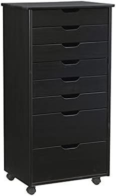 Black 8 Drawer Wood Dresser B8023