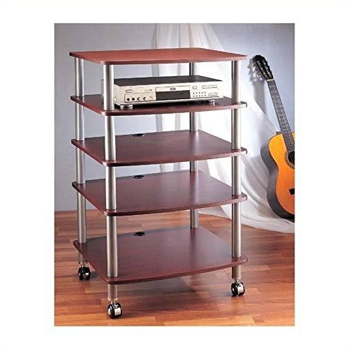 Black 5 Shelf Audio Rack with Casters E58899