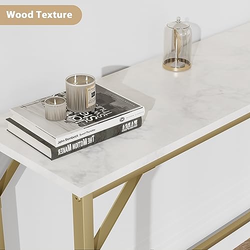 Gold Narrow Console Table with Outlets L280
