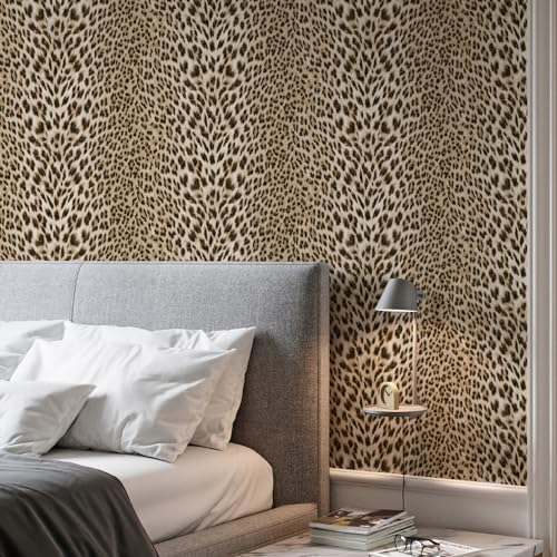Gold Glitter Non-pasted 3D Embossed Leopard Print Wallpaper N99113