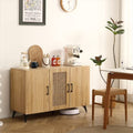 45" Sideboard Buffet Cabinet with Rattan Mesh Doors, Melamine and Carbon Steel Storage Cabinet M640903