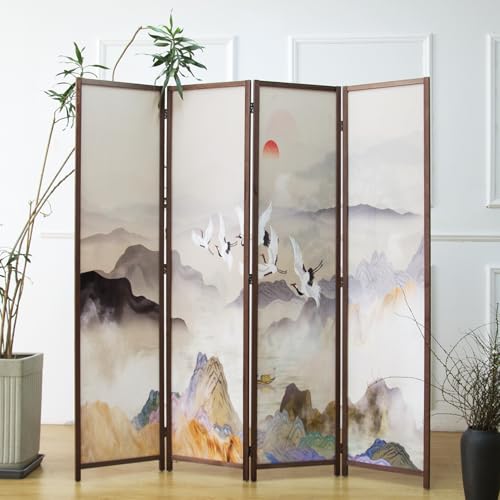 6 Panel Double Faced Room Divider Folding Wall Divider, 67" H x 94.5" W I777209
