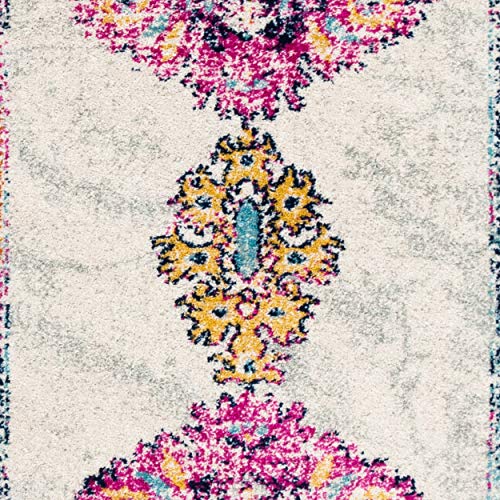 Runner Rug - 2' x 6', Ivory & Fuchsia, Medallion Distressed Design G83246
