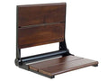 Teak Shower Seat - Type 304 Stainless Steel/Contoured 1" Natural Wood Slats/ADA Folding Wall Mount Bench/Matte Black / 18" x 16" B52347