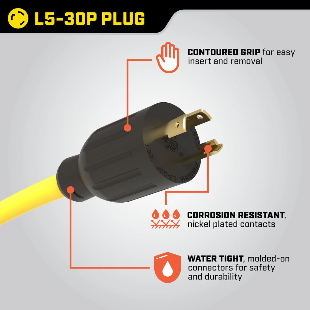 25-Foot 30-Amp 125-Volt Generator Extension Cord U1226