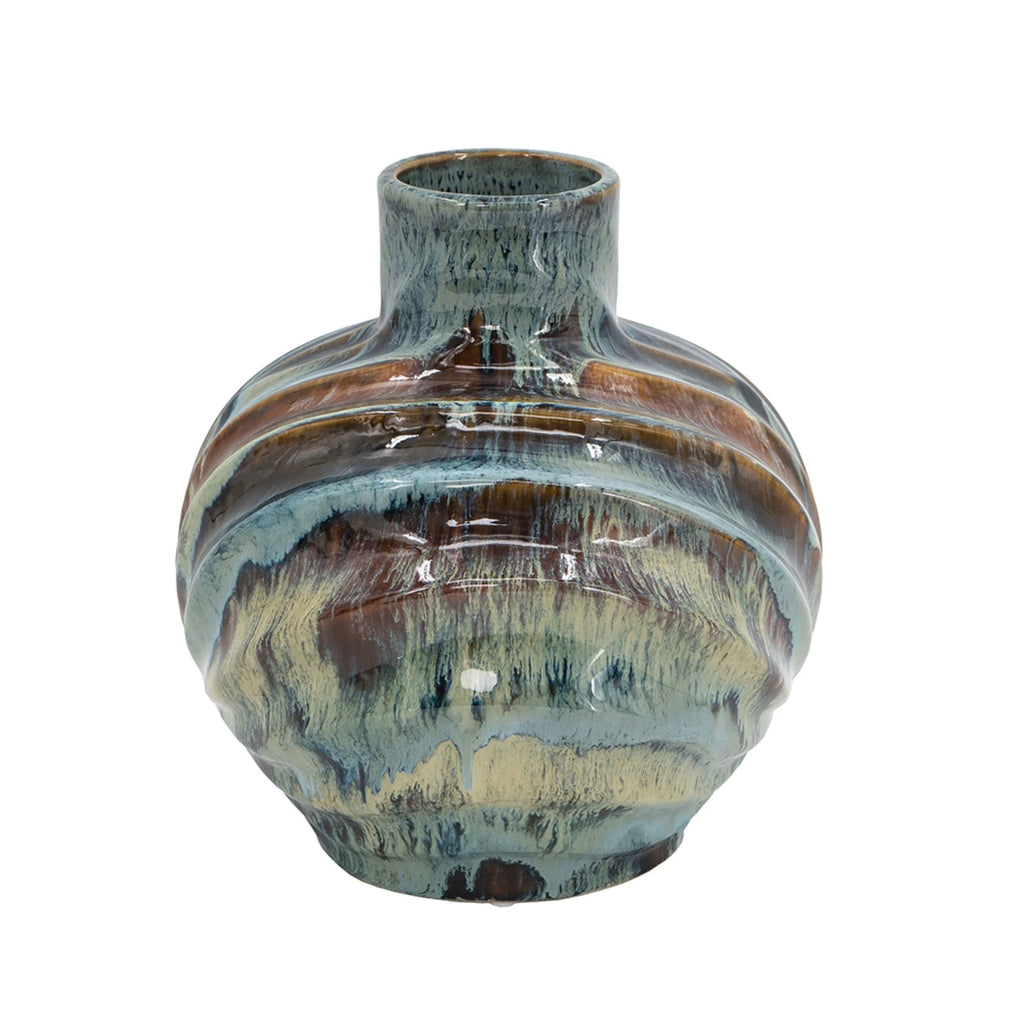 Glazed Curved Ceramic Accent Vase 11" Z7701