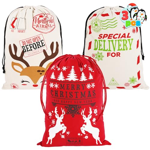 Large Christmas Canvas Gift Bag with Drawstring E4730