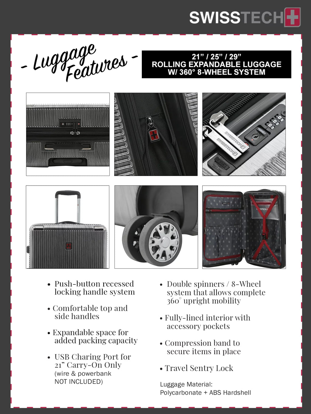Charcoal 29" Hard side Rolling Upright Luggage W243