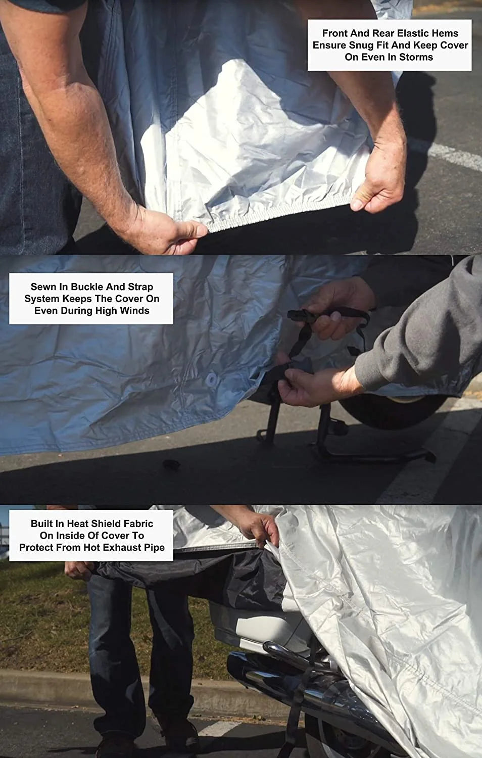 Motorcycle Cover with Reinforced Securing Straps and Storage Bag S9905