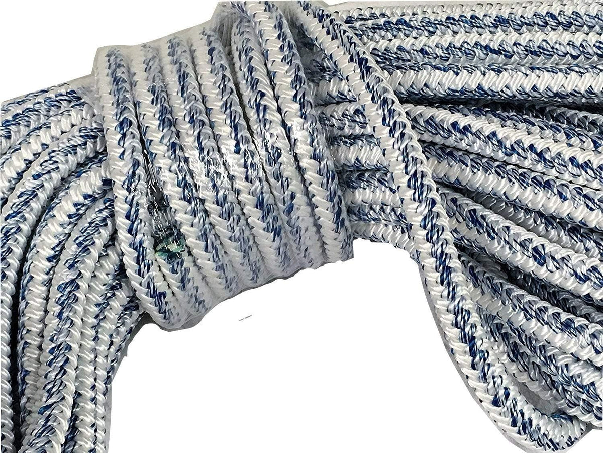3/4 Inch by 150 Feet 12 Carrier 24 Strand Arborist Bull Rope White Blue N847845