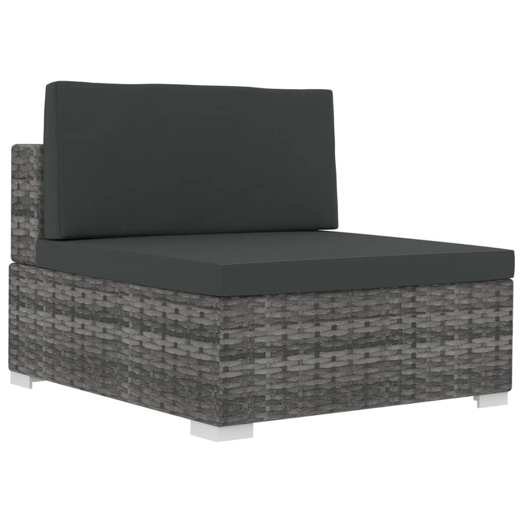 4 Piece Patio Sofa Set with Cushions Gray Poly Rattan Y8166