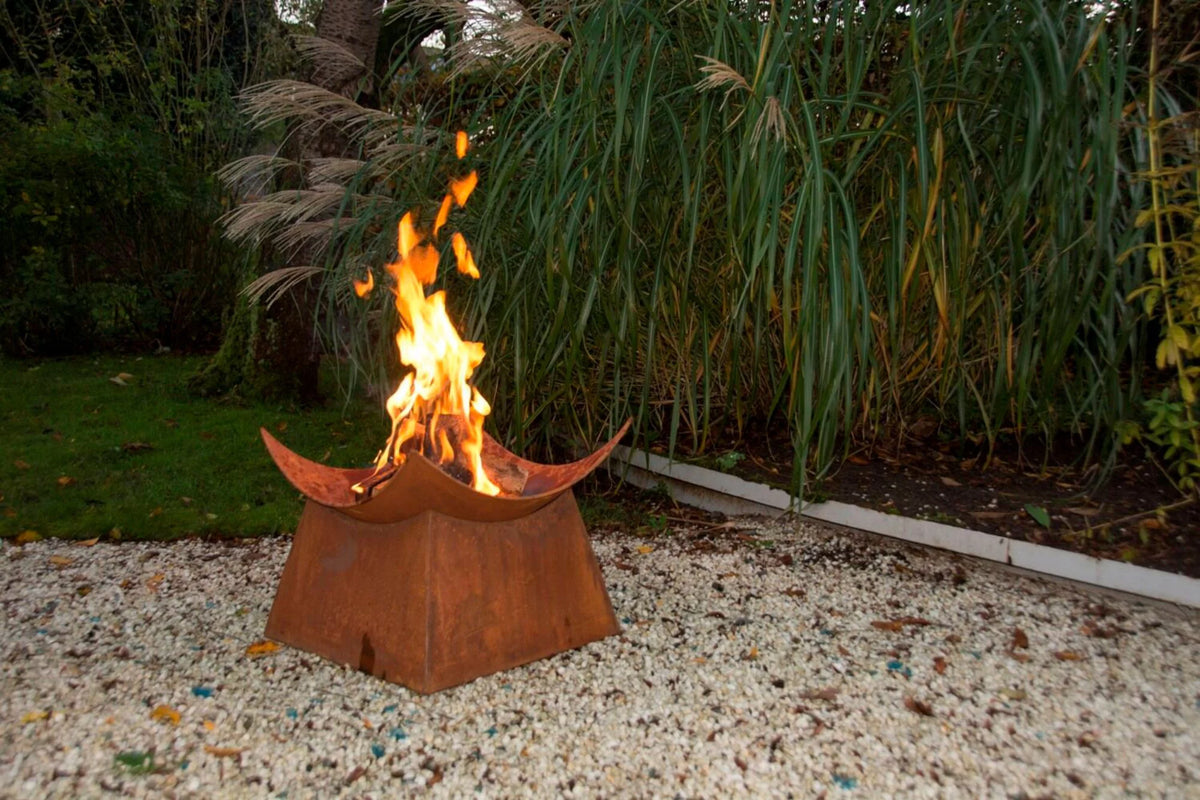 19.25" Brown Square Outdoor Fire Bowl with Stand K592