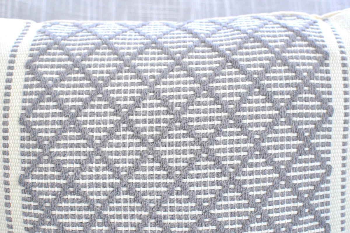 Gray 12x20 inch Set of 2 Checkered Lumbar Pillow Covers O66416