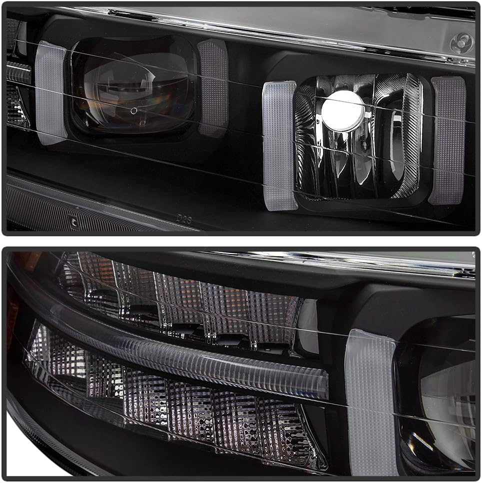 LED Signal DRL Tube Projector Headlights Headlamps Driver & Passenger Side S665