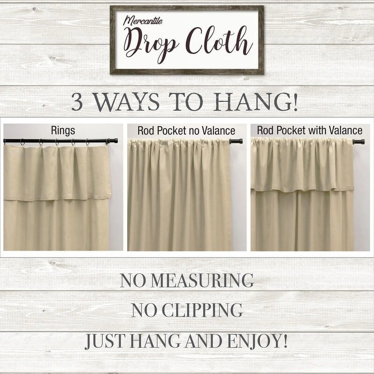 Off White 84 Inches Light Filtering Ring Top Tab Curtain Panel with Valance G7319